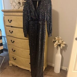 Rachel Zoe Black Sequin Long Sleeve Dress